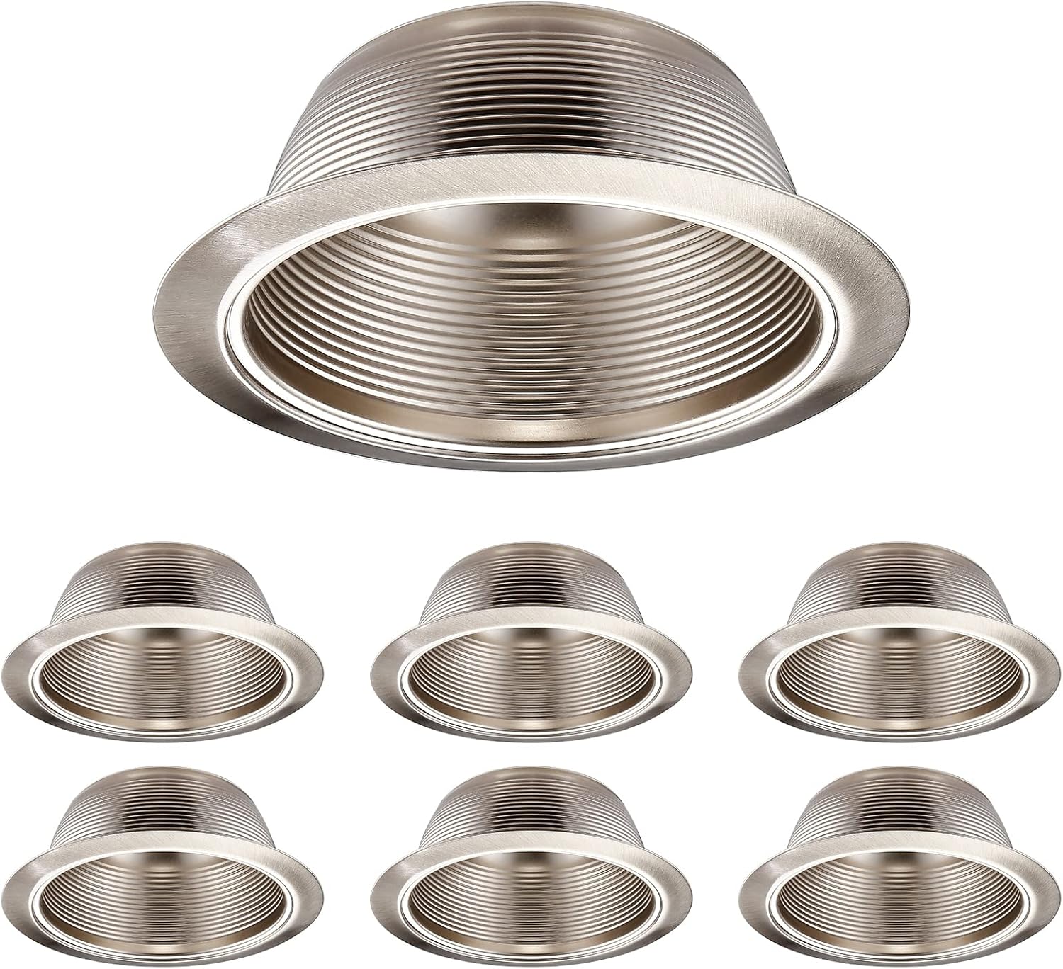 TORCHSTAR 6 Inch Recessed Can Light Trim Rosewood Decor, Step Baffle with Detachable Ring, Full Metal, Fit Halo/Juno Remod...