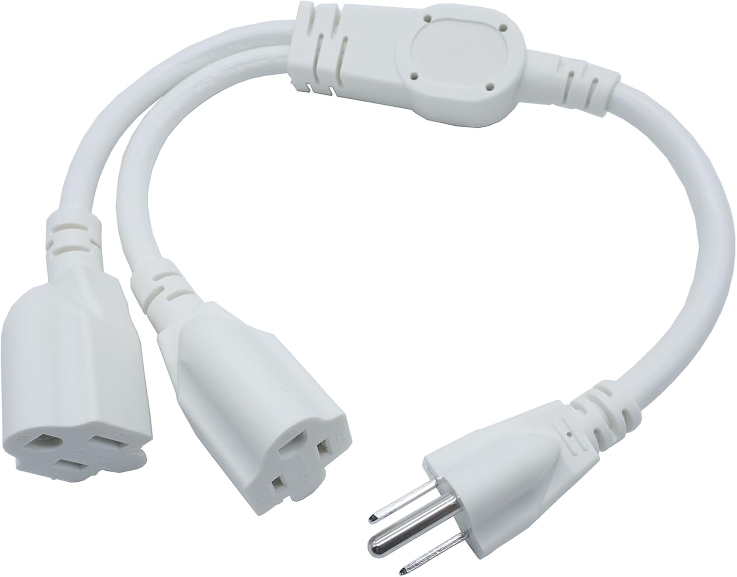 3 Prong Extension Cord Splitter, Indoor Outdoor 1.5 FT Power Cord Splitter 1 to 2, SJT 16AWG Dual Extension Cord Outlet Sp...