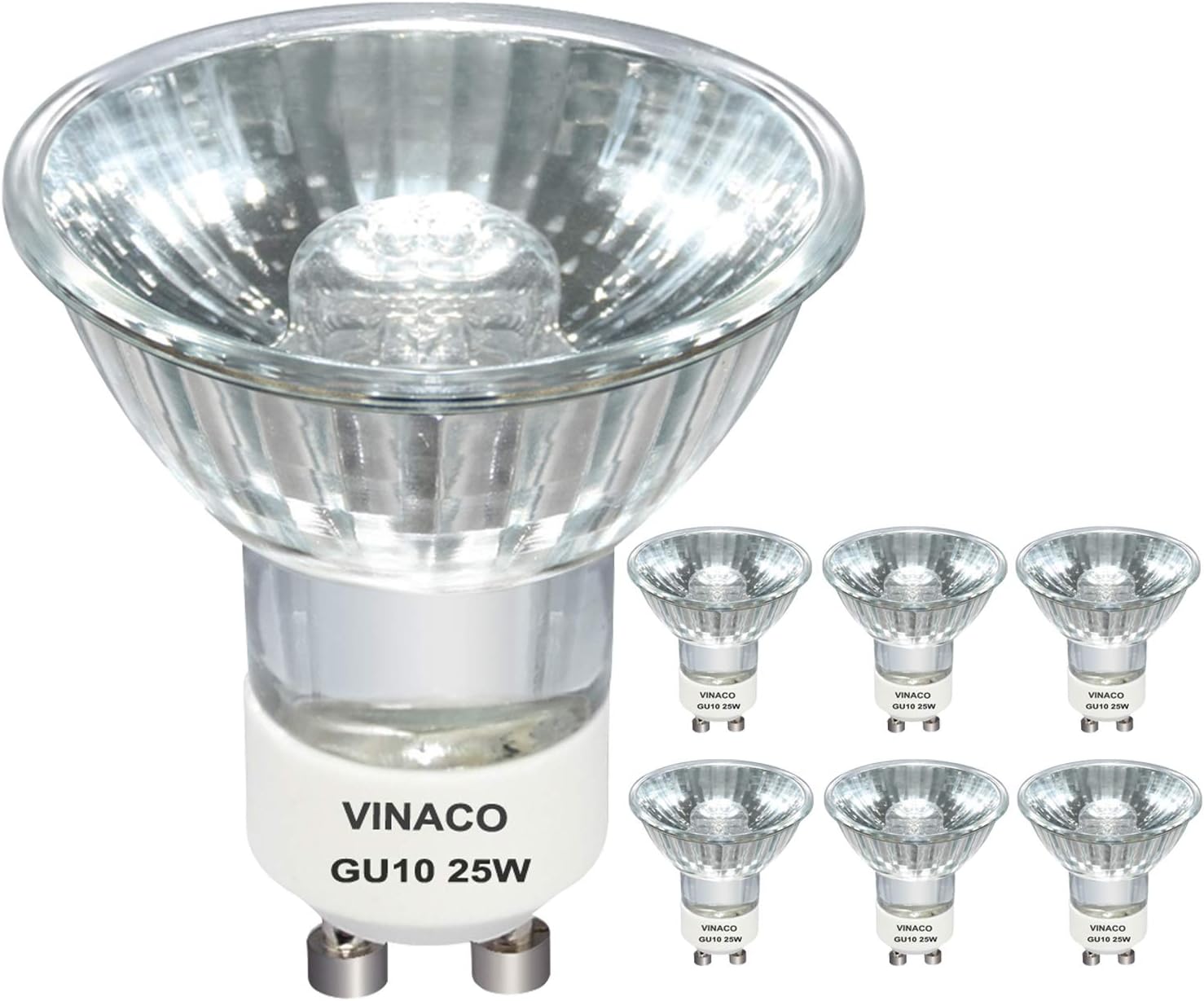 Vinaco GU10 C 120V 25W Bulb Candle Warmer, 6PCS High Output 220LM Halogen GU10 25 Watt Flicker Free, Long Lasting MR16 GU ...