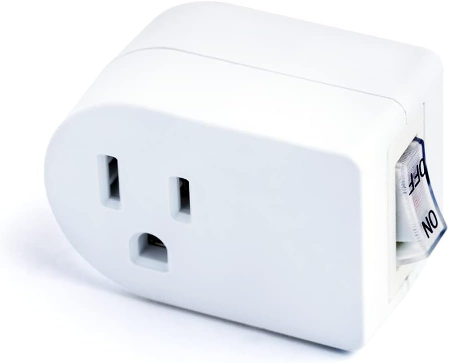 Uninex PS27 Single Grounded Outlet On/Off Power Switch with Amber Light, ETL Listed, White, 1-Pack