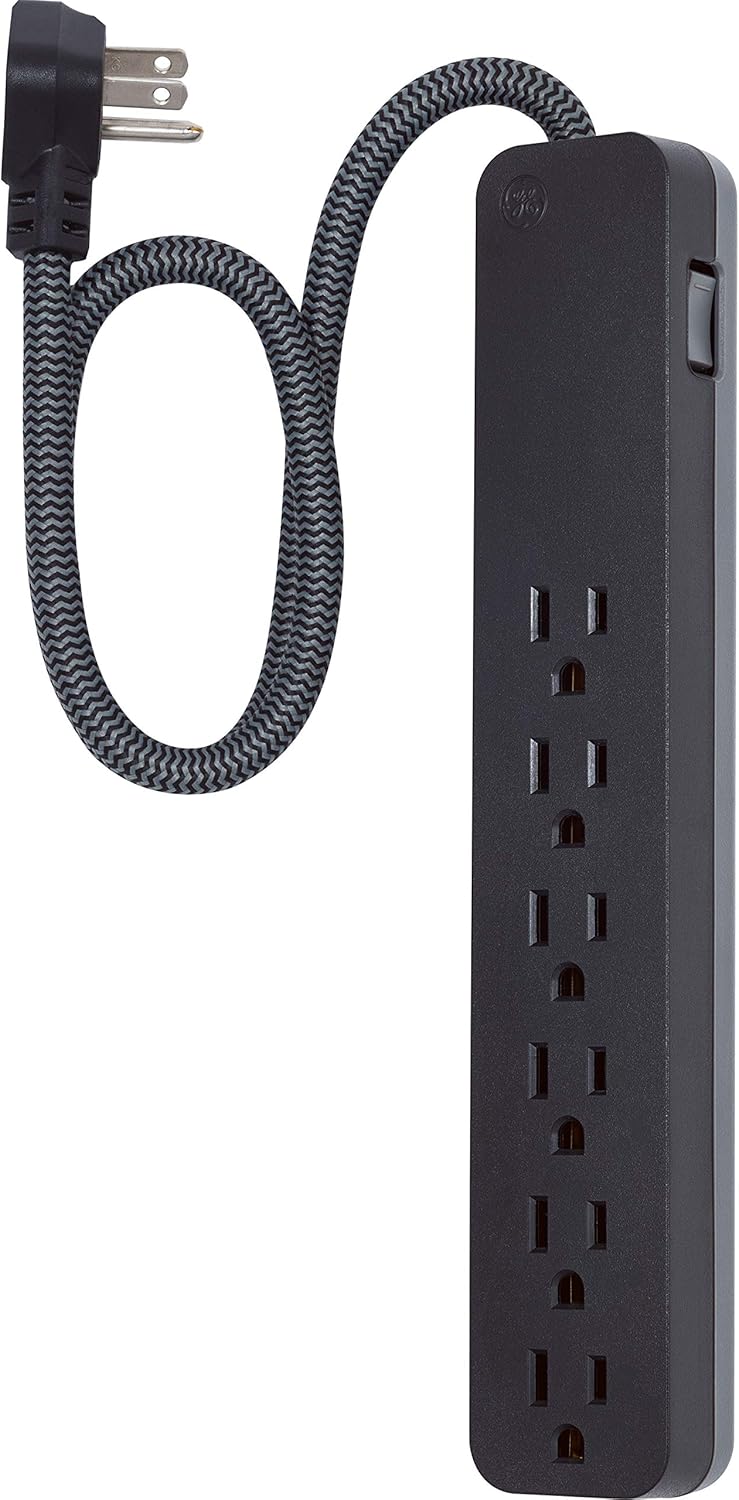 GE home electrical 3-Outlet Power Strip, 15 ft Extension Cord, 16 Gauge, Twist-to-Close Safety Outlet, White, 51962 & GE ...