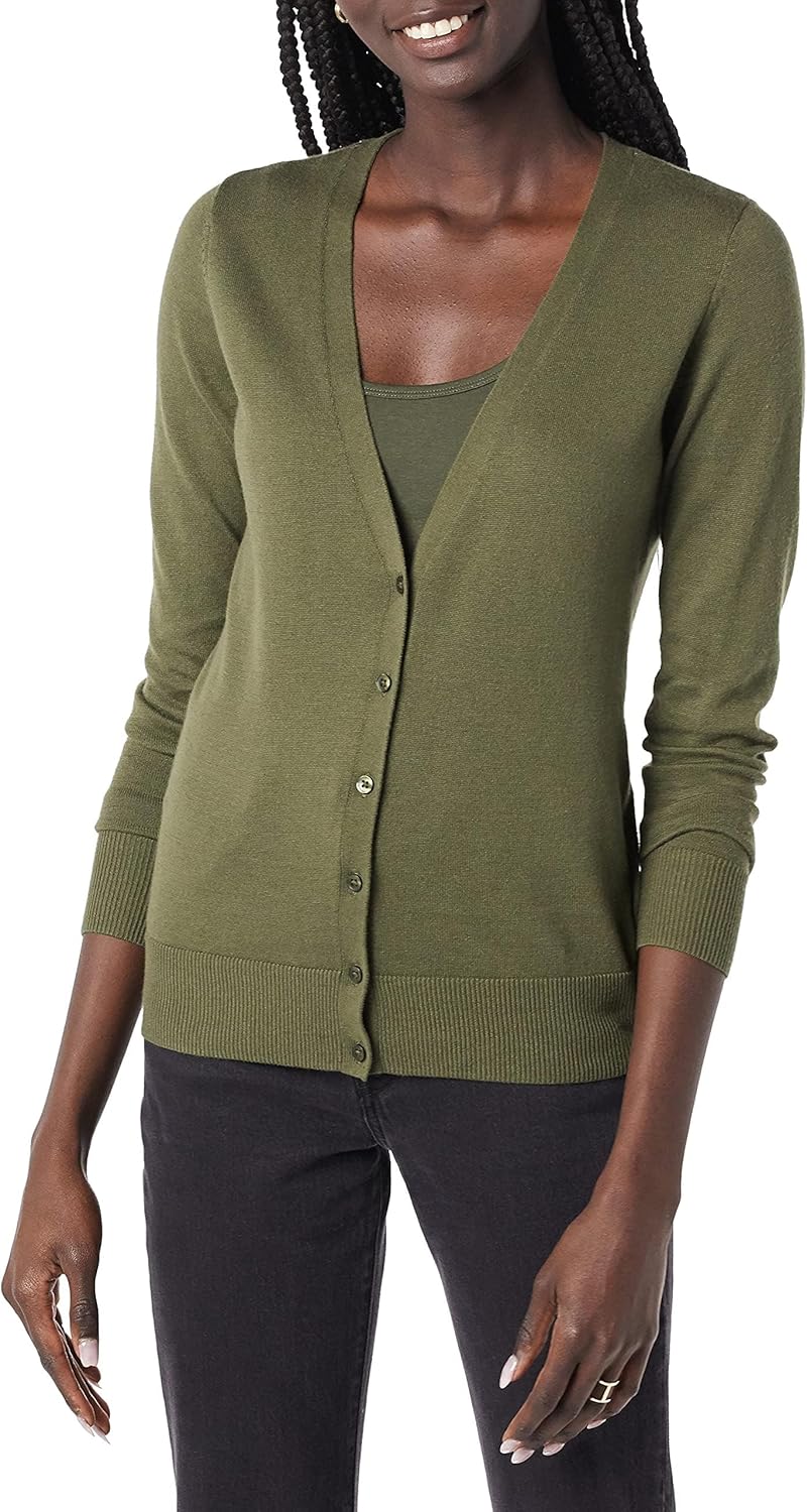 Amazon Essentials Women's Lightweight V-Neck Cardigan Sweater (Available in Plus Size)