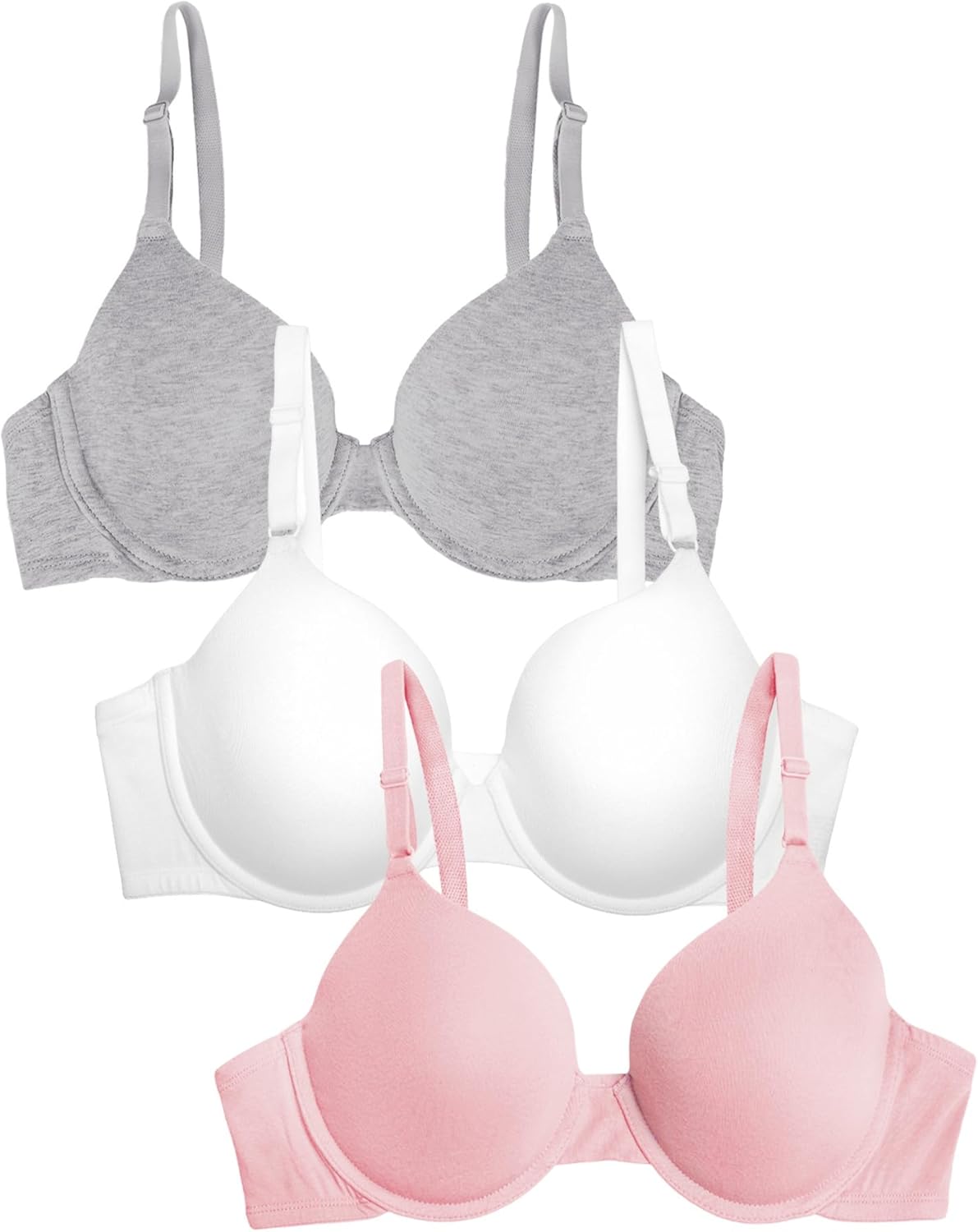 Fruit of the Loom Women's Smooth Cotton T-Shirt Bra Pack - Ultra-Soft, Flexible, and Invisible Under Tees