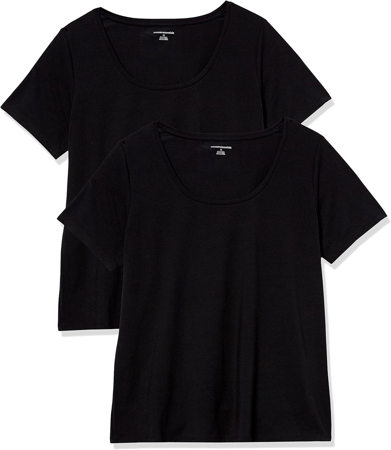 Amazon Essentials Women's Classic-Fit Short-Sleeve Scoop Neck T-Shirt (Available in Plus Size), Pack of 2