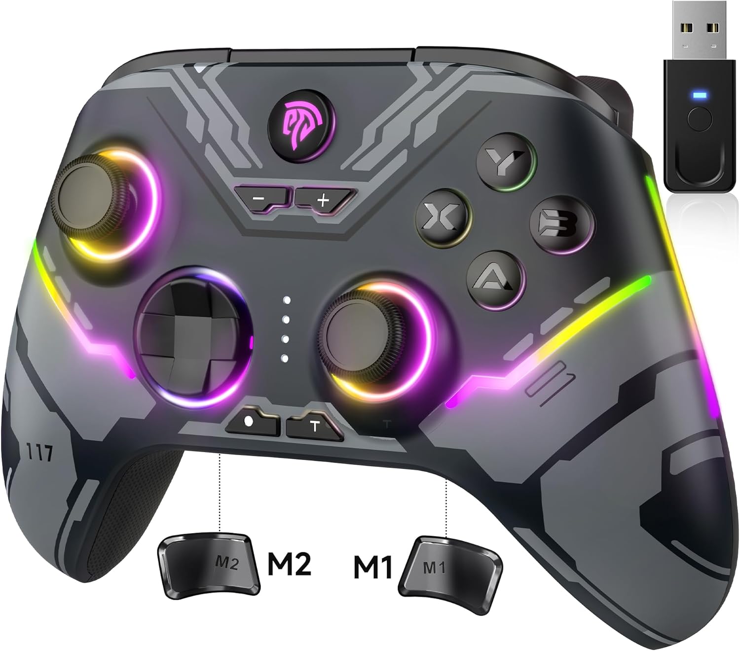 EasySMX X15 PC Controller - Enhanced Wireless Bluetooth Controller with Hall Joysticks/Hall Triggers/RGB Lighting - No Sti...