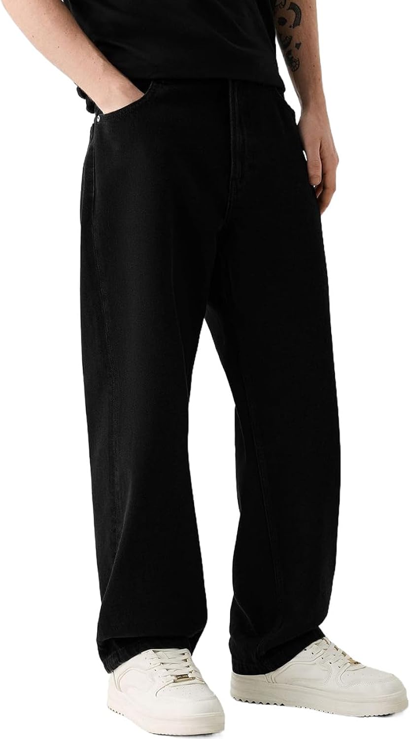 Dcincell Men's Baggy Jeans Loose Fit Y2k Skater Denim Pants Casual Vintage Fashion Straight Leg Hip Hop Trousers