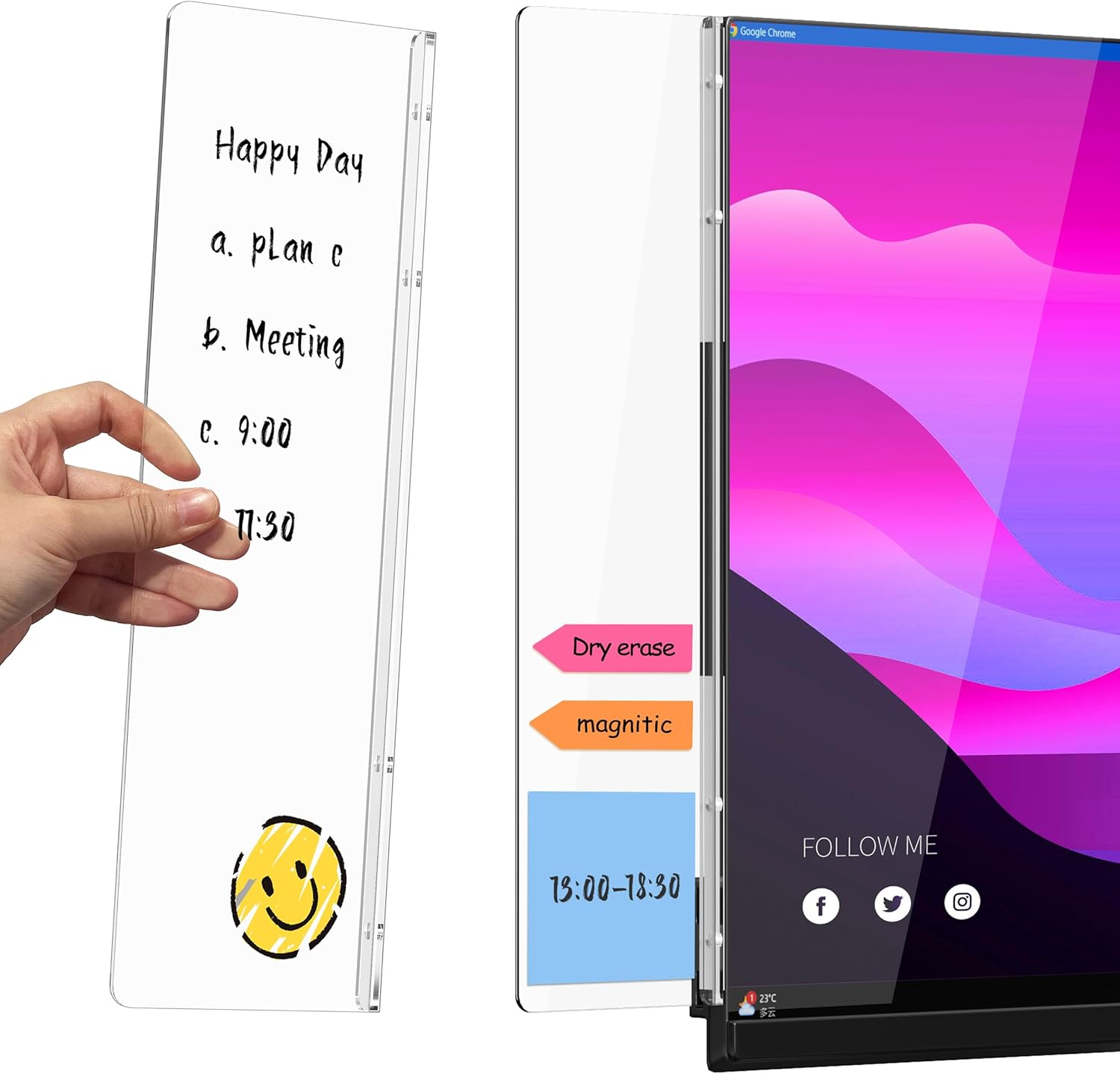 Lumanman Magnetic Monitor Memo Board for Computer, Acrylic Message Reminder Board for Moniter Side, Office Desk Accessorie...