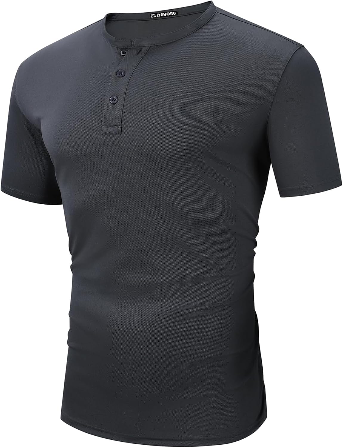 DEHORU Men Henley Shirts Long Sleeve Polo Shirt Basic Tee Casual T-Shirt Button Collared Lightweight Quick Dry Top
