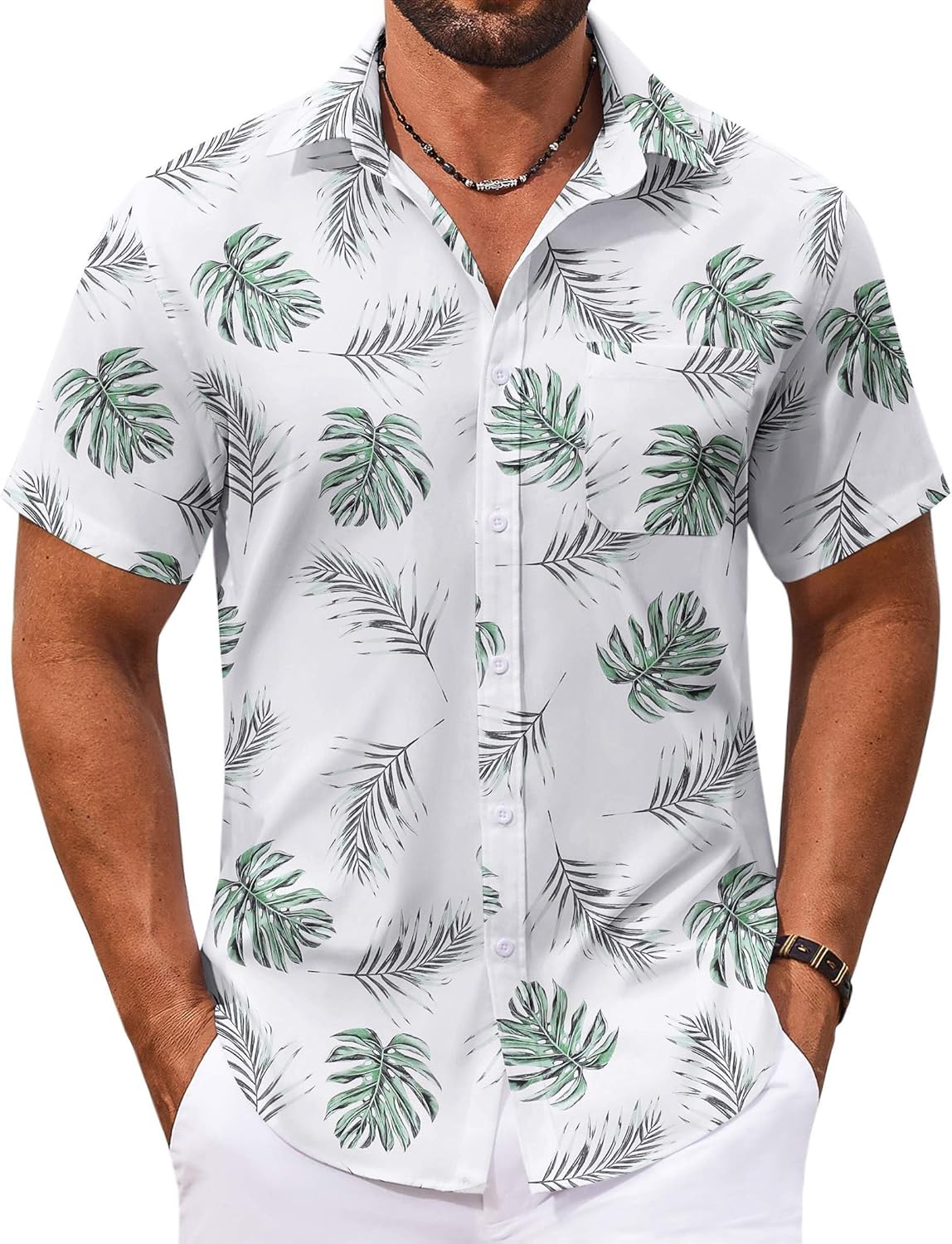 COOFANDY Men's Hawaiian Shirt Short Sleeve Casual Button Down Tropical Summer Beach Aloha Shirts