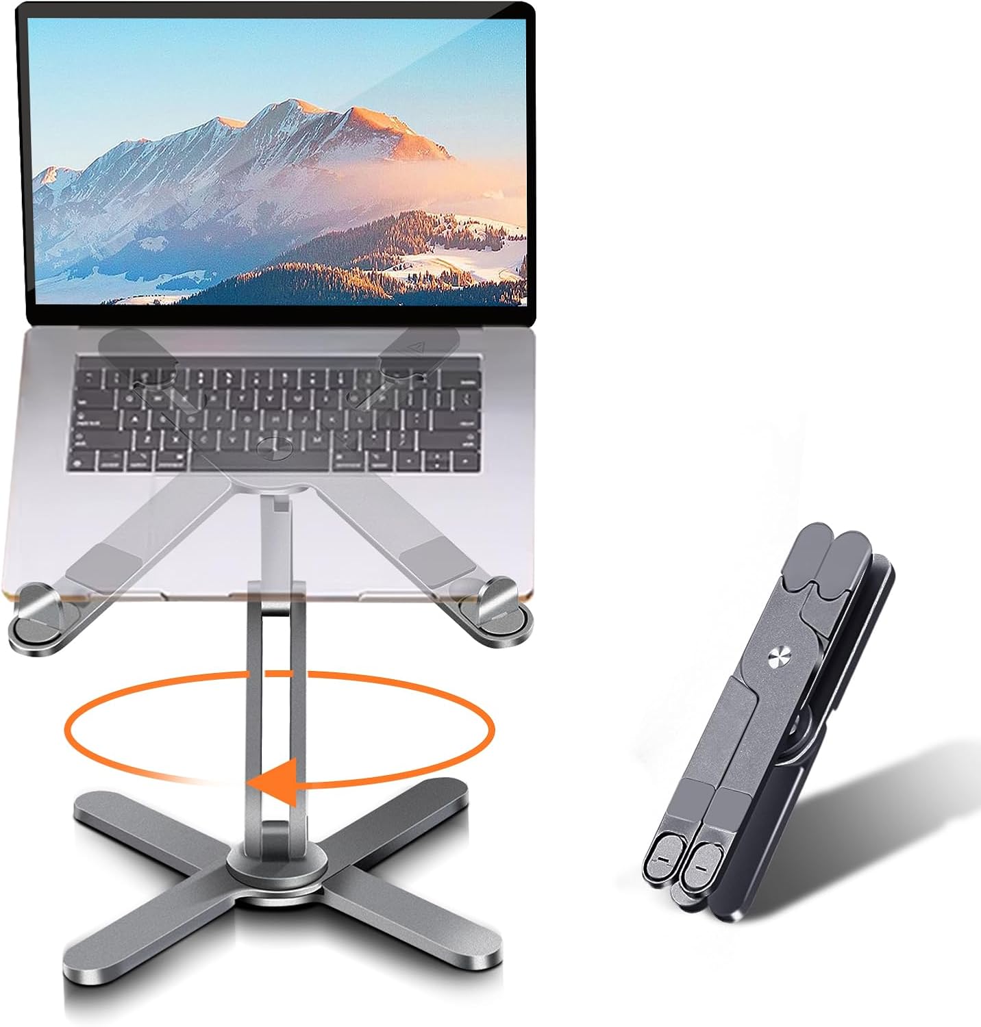 Moallia Laptop Stand with 360 Rotating Base, Computer Notebook Laptop Riser Metal Holder for Desk Collaborative Work, Full...