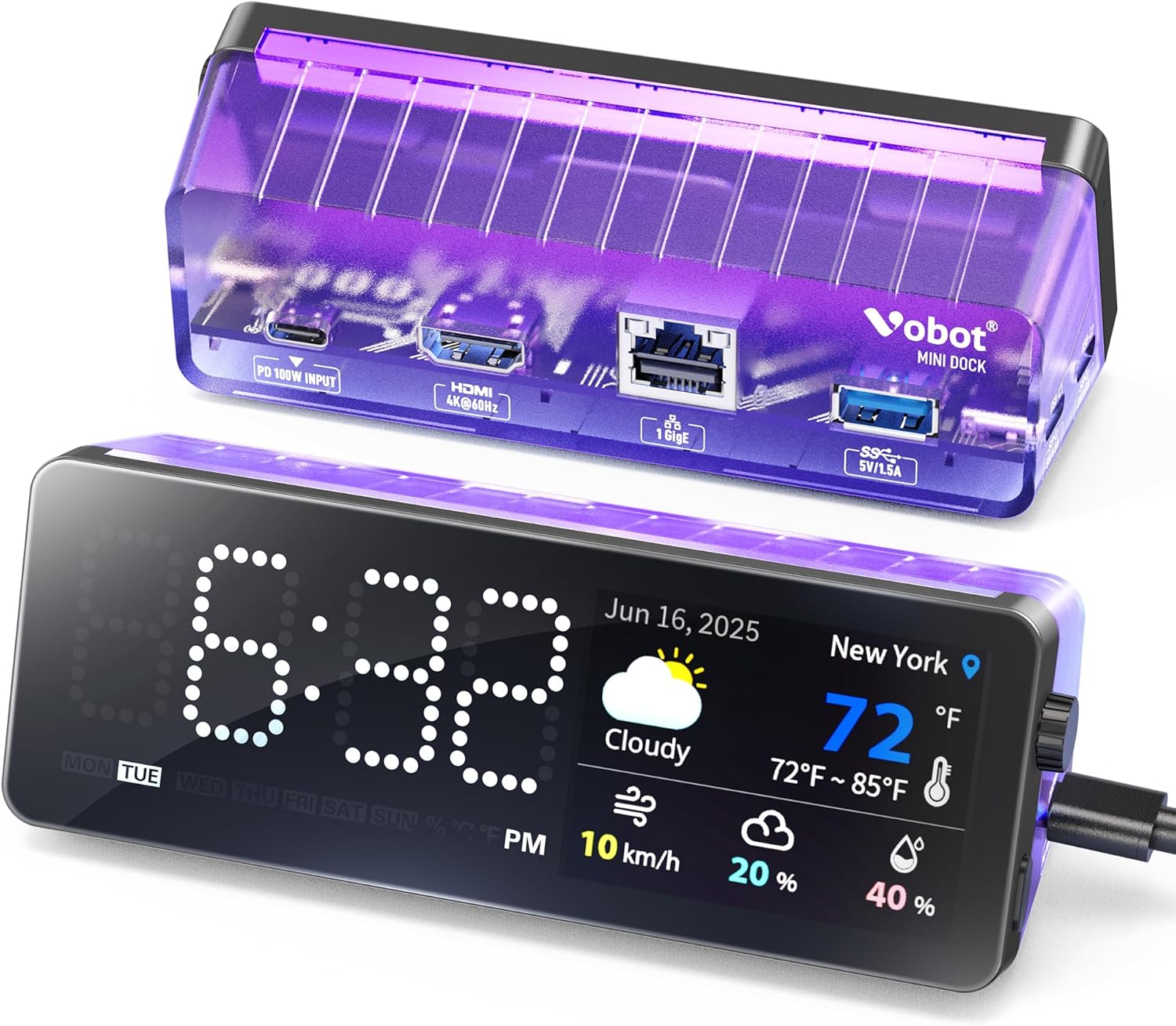 Laptop Docking Station, 7-in-1 USB C Docking Station with Screen, Multiple Built-in Apps, USB C Dock with HDMI 4K@60Hz, 90...