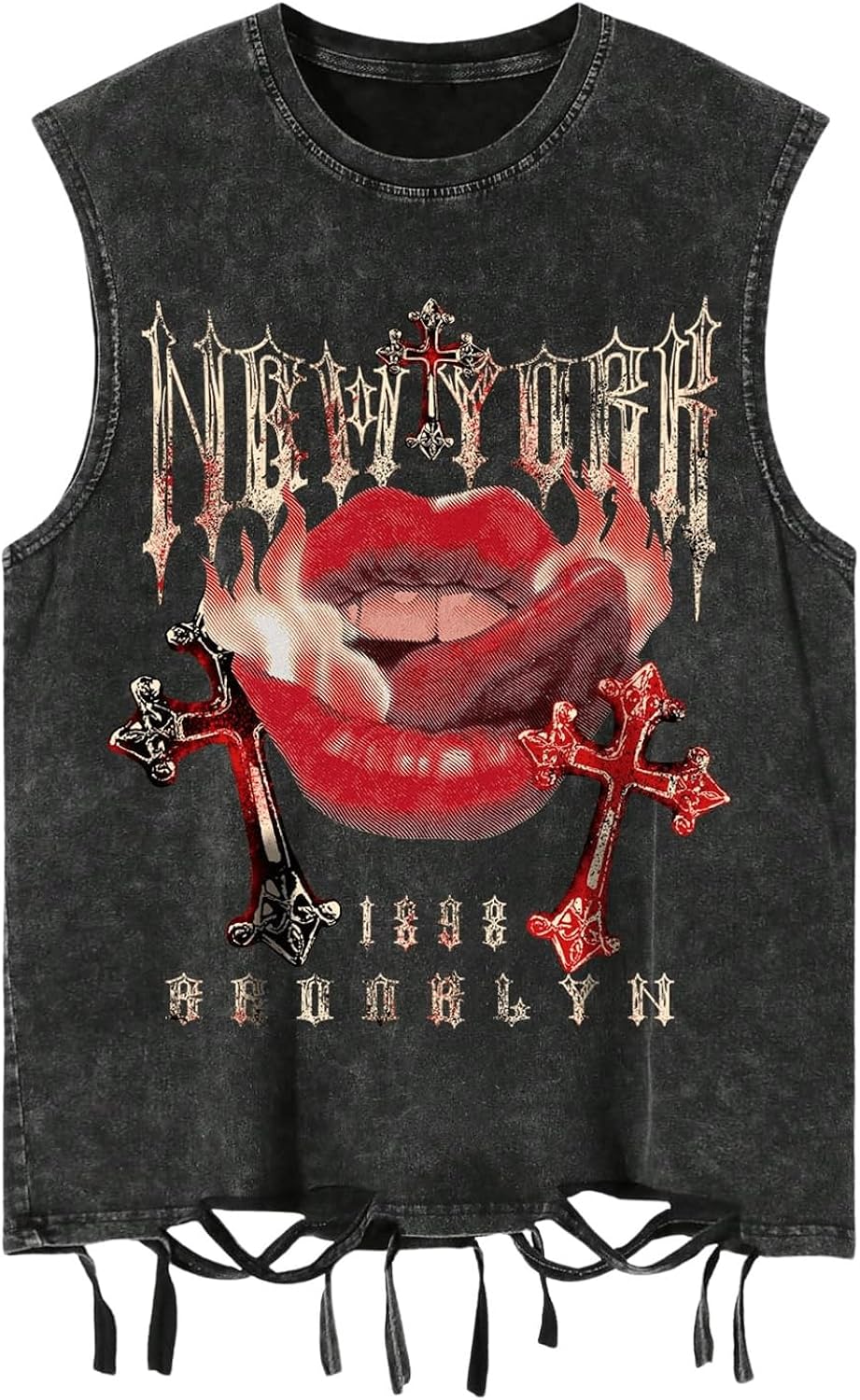 SOLY HUX Men's Summer Gothic Tank Top Graphic Print Distressed Sleeveless Shirts Vintage Hip-hop Vest