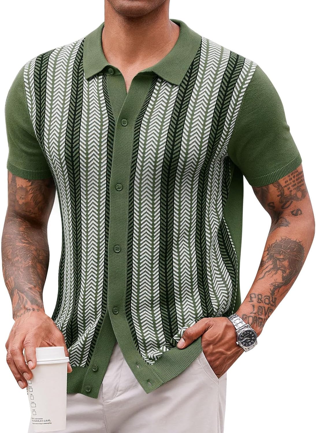 Runcati Mens Knit Polo Shirts Vintage Casual Short Sleeve Shirt Golf Button Down Old Money Sweater