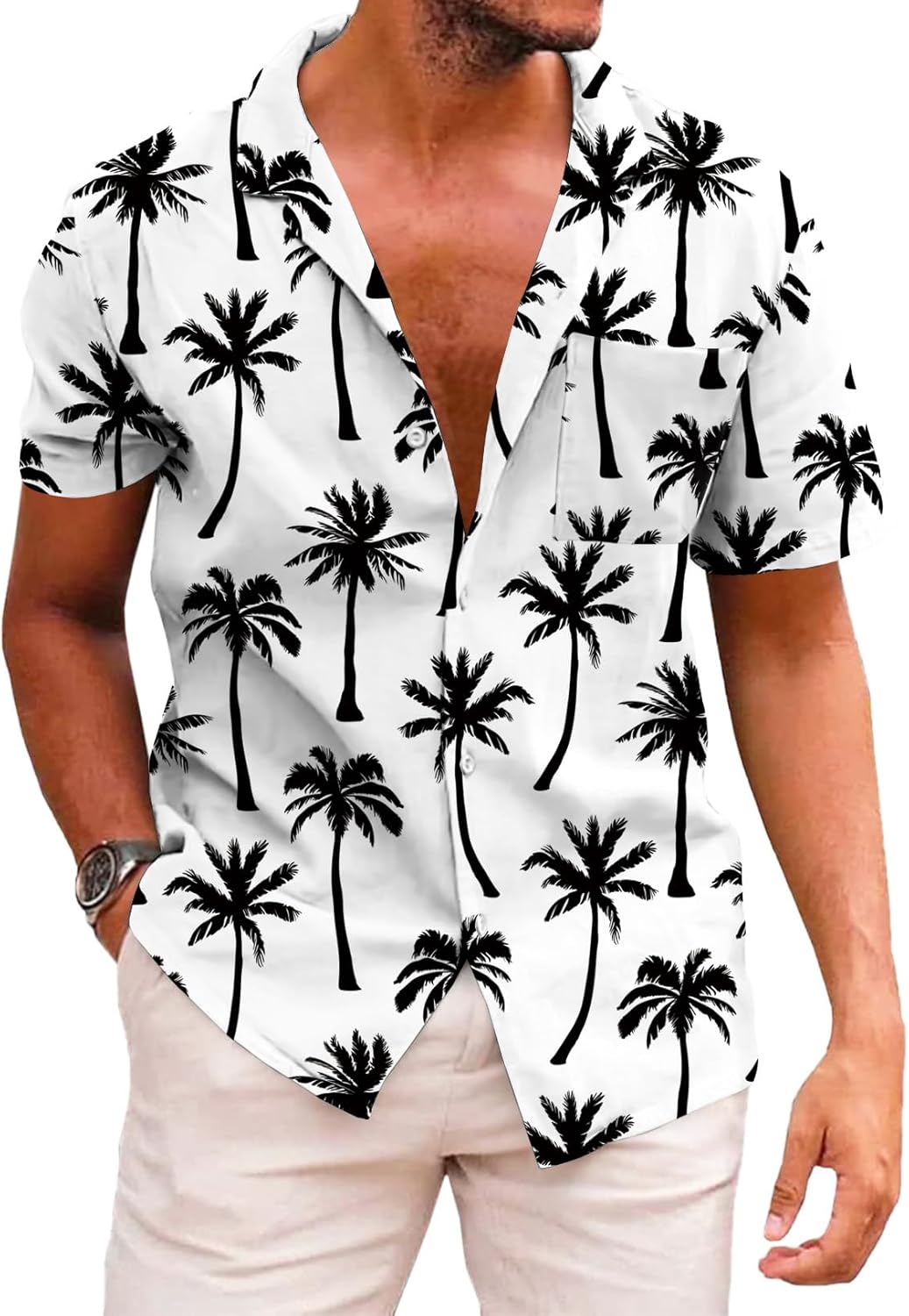 KYKU Funky Hawaiian Shirt for Men Palm Beach Shirts Tropical Vacation Clothes