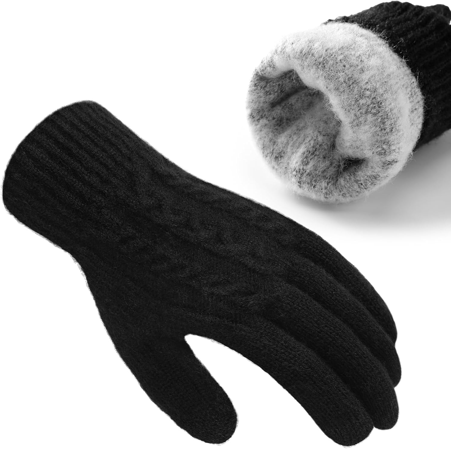 Clothclose Winter Gloves for Women Thicken Warm Fleece lined Touch Screen Knit Wool Gloves for Cold Weather