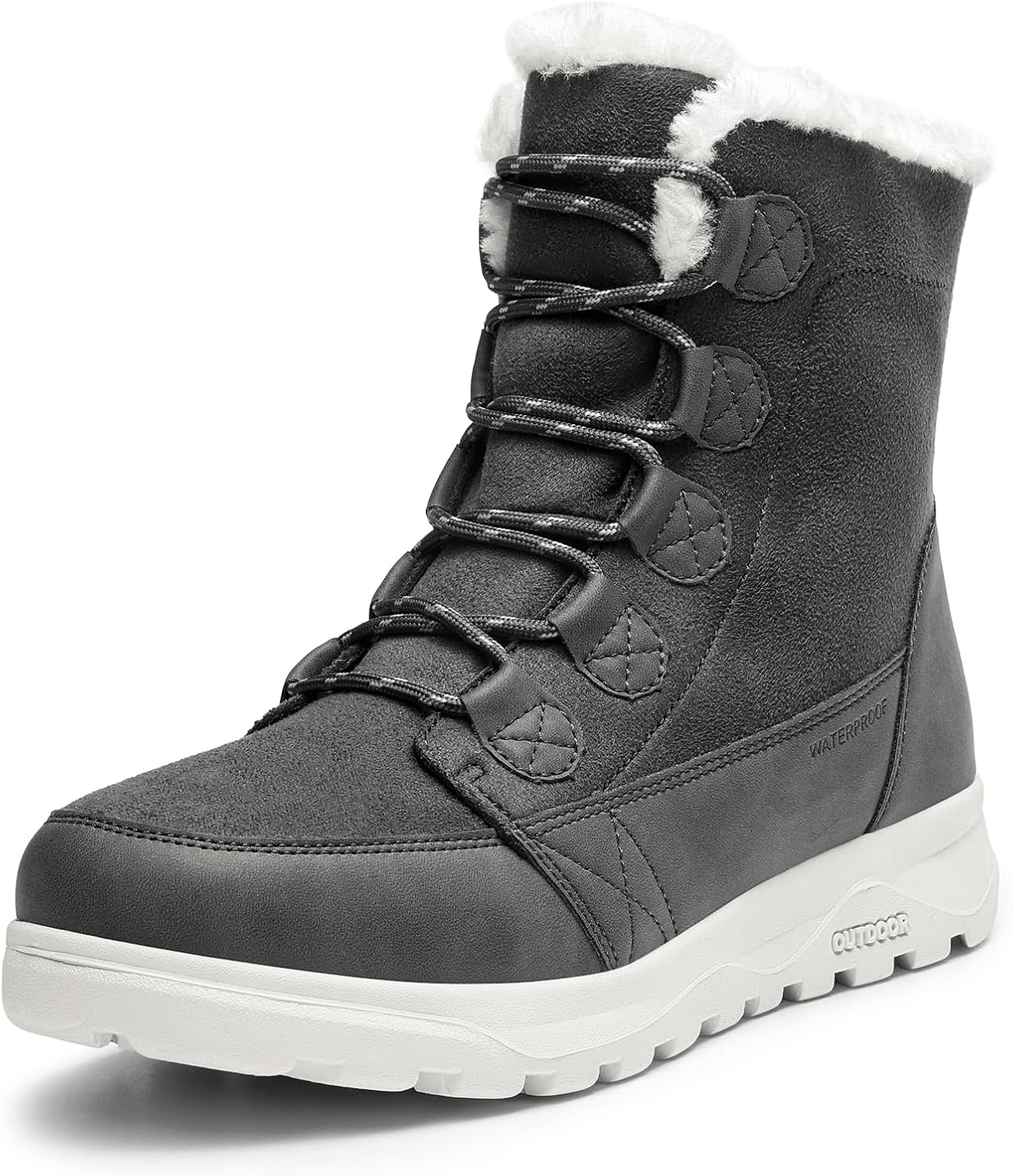 DREAM PAIRS Women's Winter Snow Boots Lace Up Warm Comfortable Faux Fur Lining Outdoor Ankle Booties