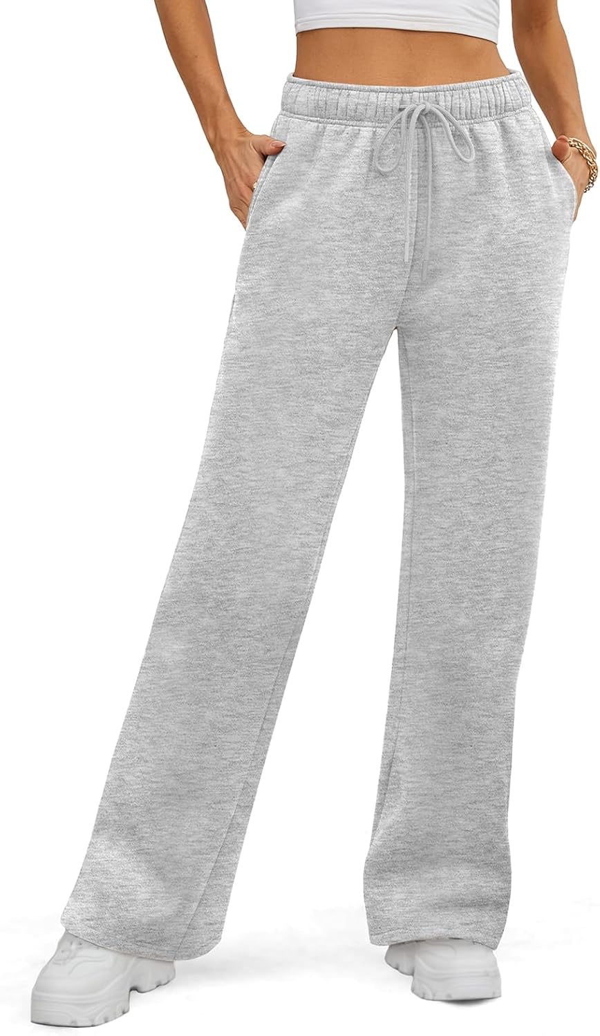 ATHMILE Womens Sweatpants 2025 Fall Baggy Wide Leg Sweatpant Fleece Lined Straight Leg Sweat Pants