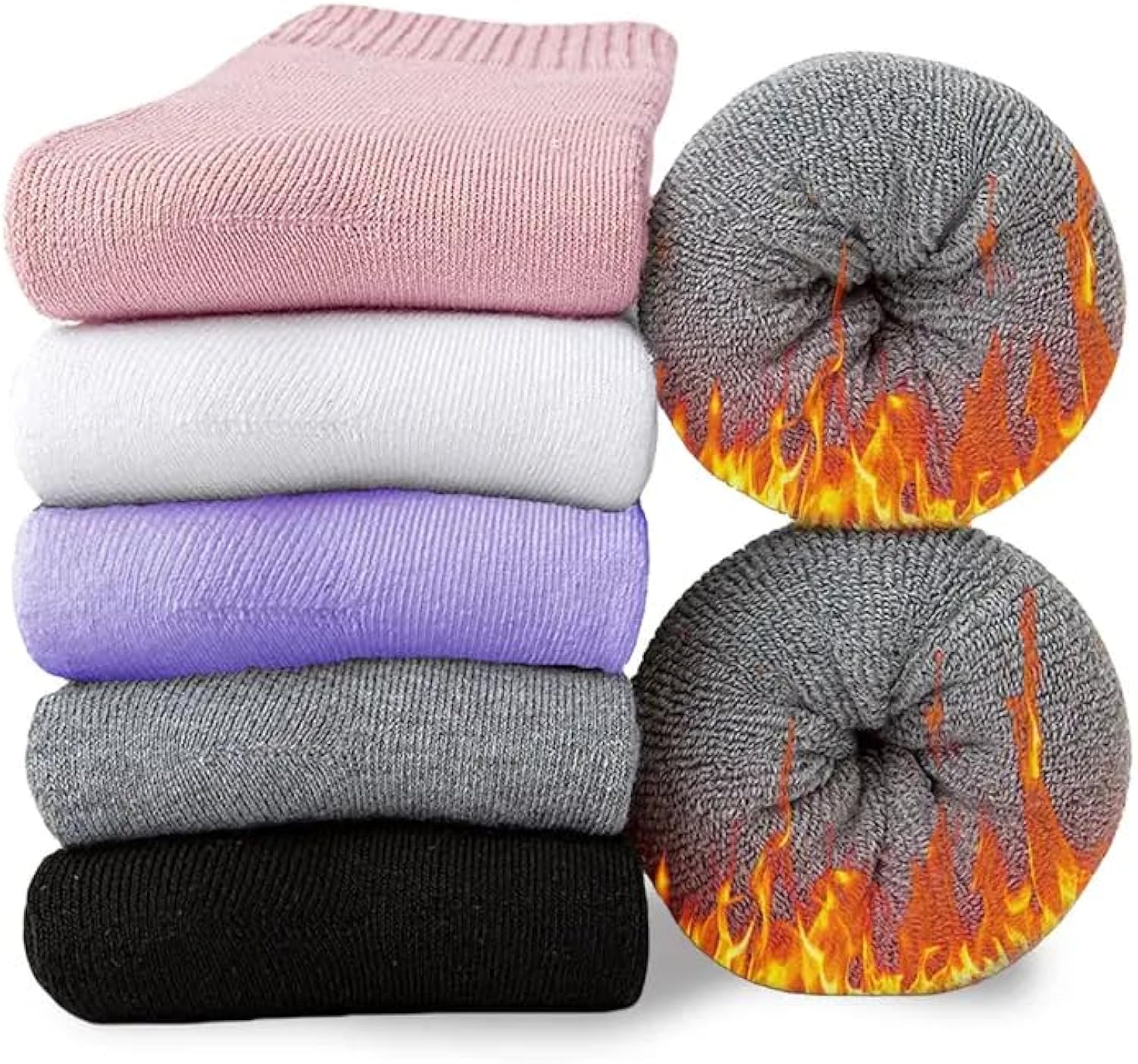 Josnown Wool Socks for Women, 5 Pairs Warm Winter Thermal Thick Hiking Boot Socks