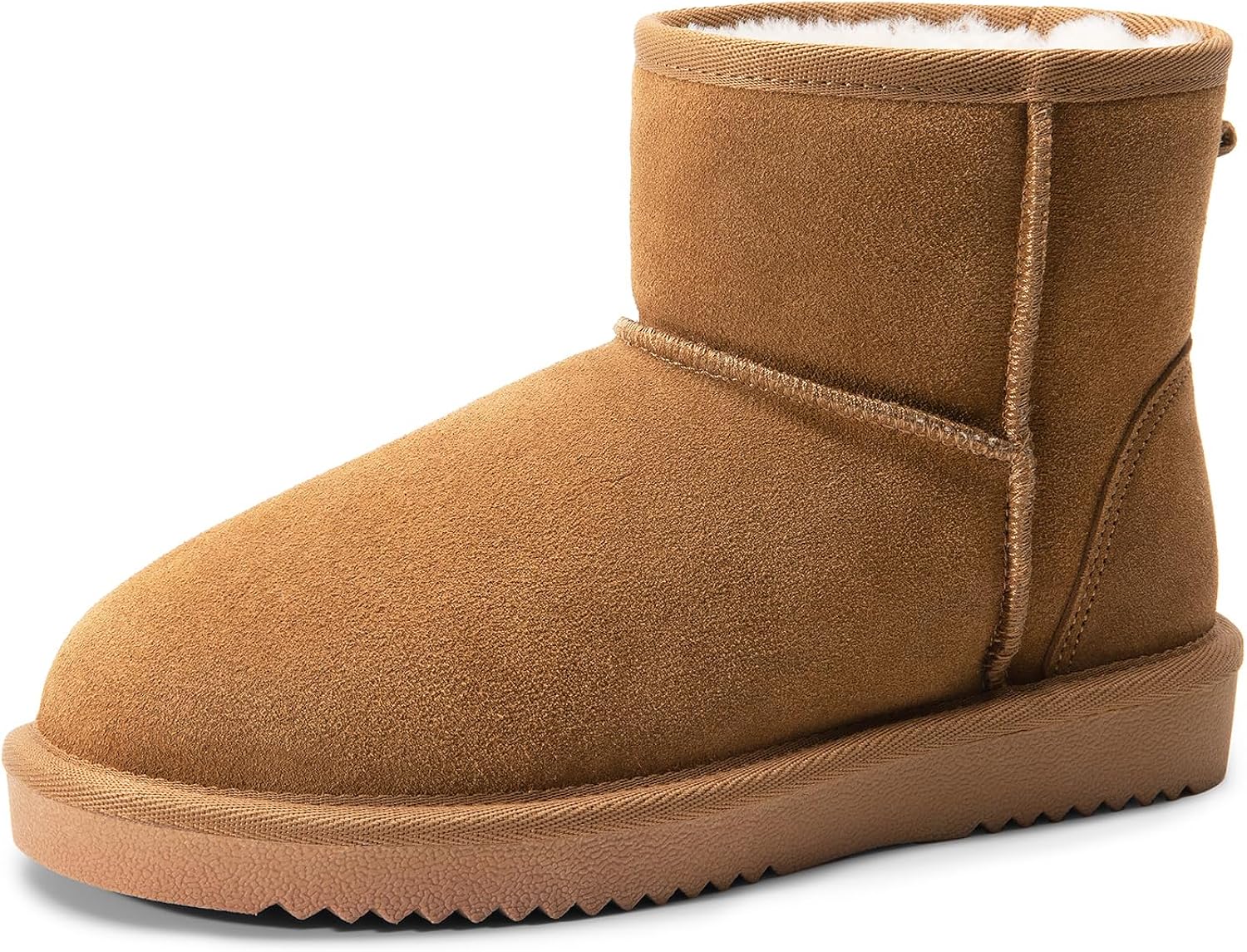 DREAM PAIRS Snow Boots for Women Genuine Suede Faux Fur Lining Anti-Slip Warm Winter Booties Slip On Memory Foam Ankle Boo...