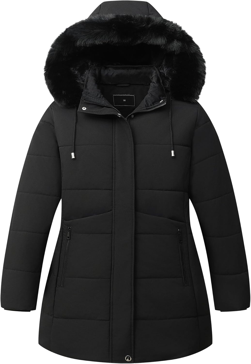 Pefflarge Women's Plus Size Winter Coat Waterproof warm Down Coat Detachable Hooded Parka Jacket