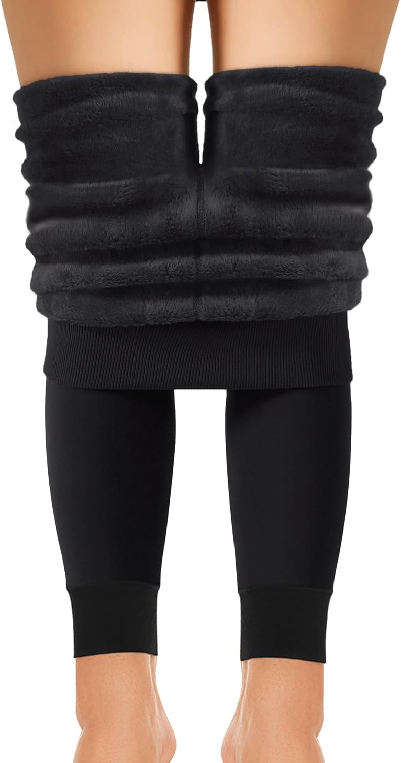 AHLW Winter Warm Fleece Lined Leggings for Women - High Waisted Thick Thermal Leggings Elastic Soft Comfortable Velvet Tights