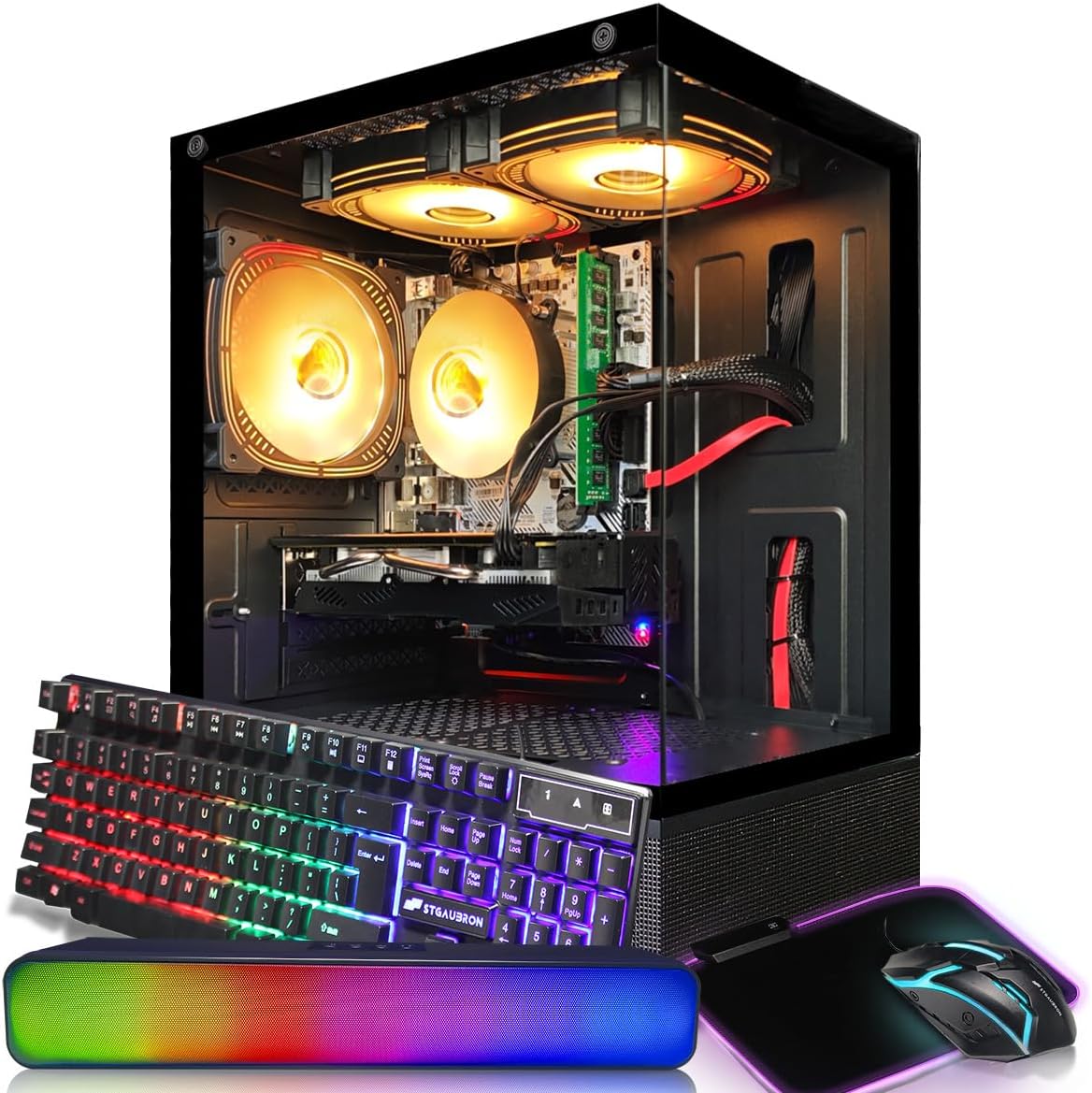 STGAubron Gaming PC Computer Desktop, Intel Core i5 up to 3.6G, Radeon RX 590 8G, 16G RAM, 1T SSD, 600M WiFi, BT 5.0, RGB ...