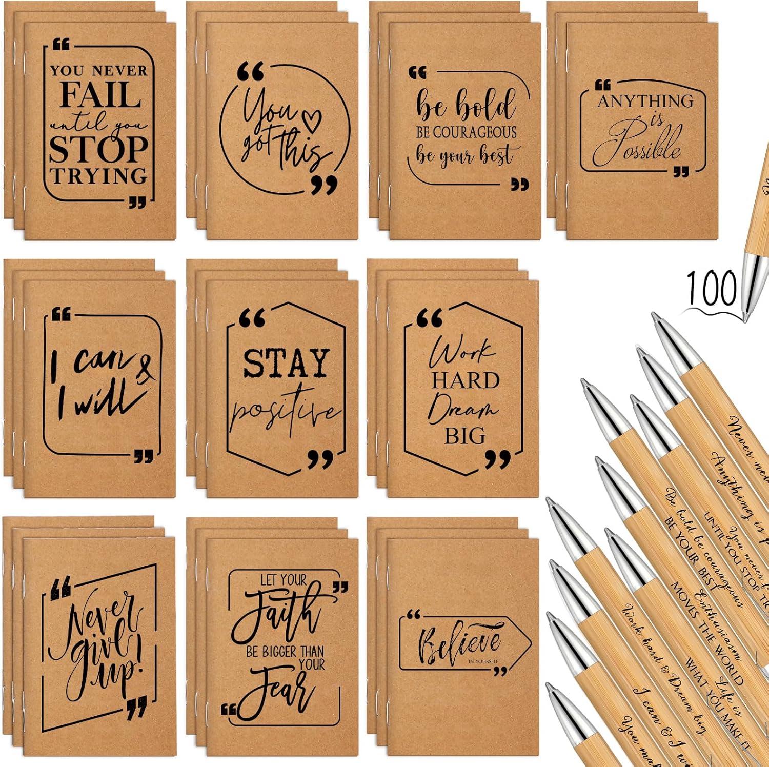 Fulmoon 200 Pcs Graduation Inspirational Notepads Pens Gifts Inspirational Mini Notebooks Motivational Pens End of School ...