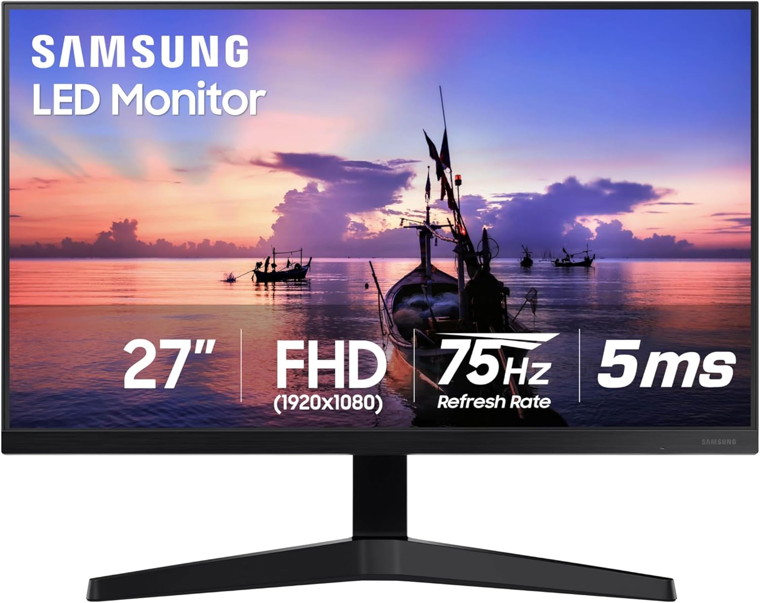Samsung 27' T35F Series FHD 1080p Computer Monitor, 75Hz, IPS Panel, HDMI, VGA (D-Sub), AMD FreeSync, Wall Mountable, Game...