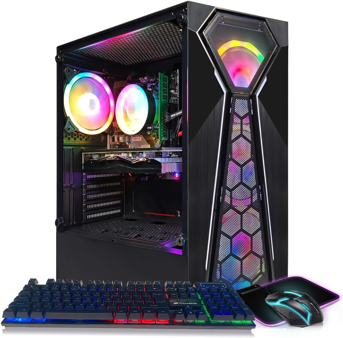 STGAubron Gaming PC Computer Desktop, GeForce RTX 3060 Ti 8G, Intel Core i7-8700 up to 4.6G, 16G DDR4, 1T SSD, 600M WiFi, ...