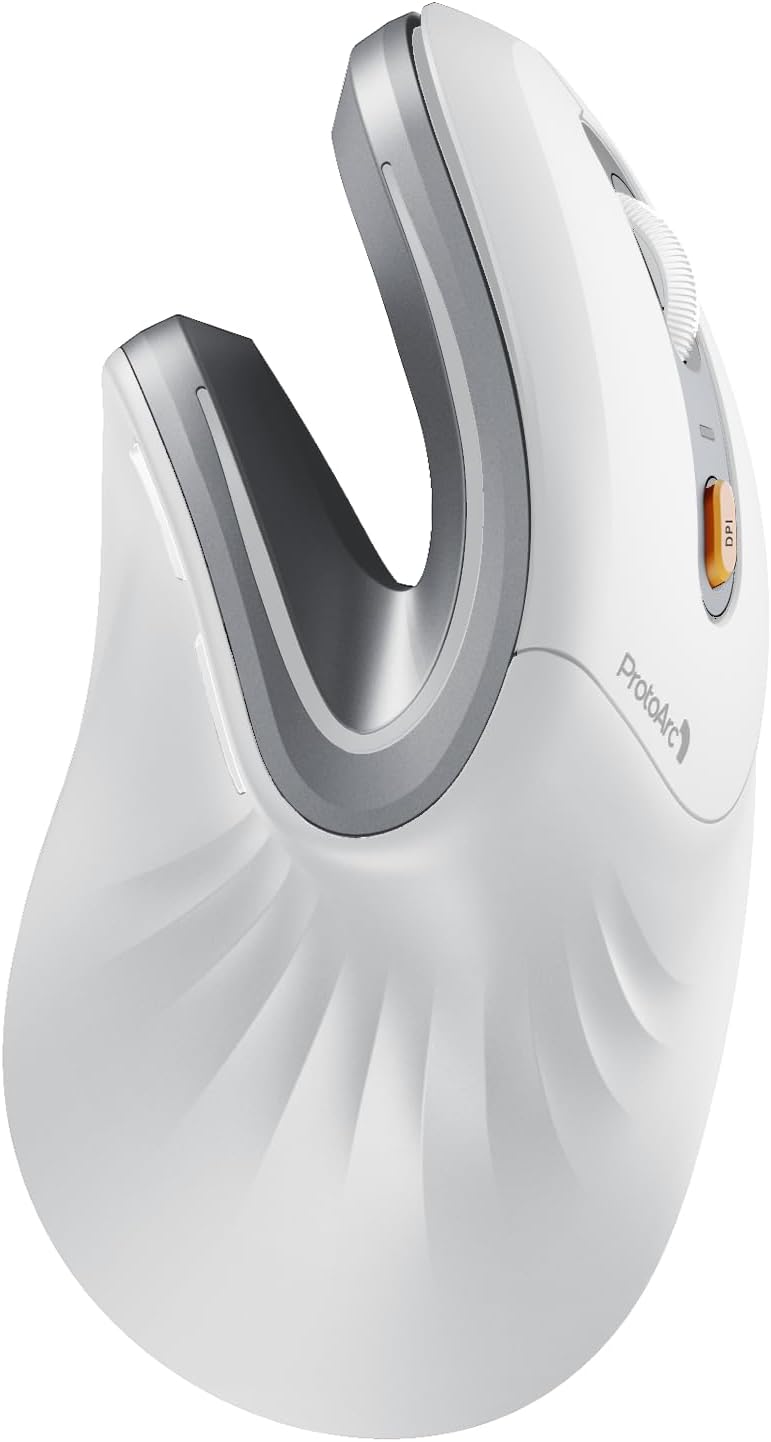 ProtoArc Ergonomic Vertical Mouse, EM11 NL Rechargeable Wireless Mouse Bluetooth, Ergo Mice with 3 Multi-Device for PC/Not...