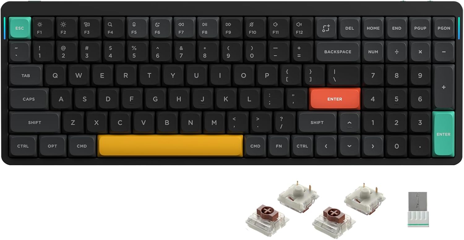 nuphy Air96 V2 Wireless Mechanical Keyboard,100 Keys RGB Backlit Keyboard,Supports Bluetooth 5.1,2.4G and Wired Connectio...