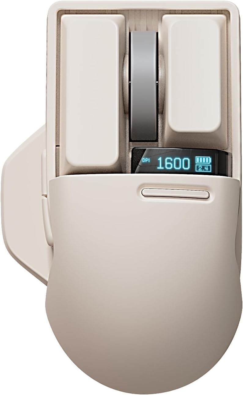 LOFREE Touch PBT Wireless Mouse with USB Receiver, Bluetooth, Wired Connection, Rechargeable, 4000 DPI with OLED Screen Co...