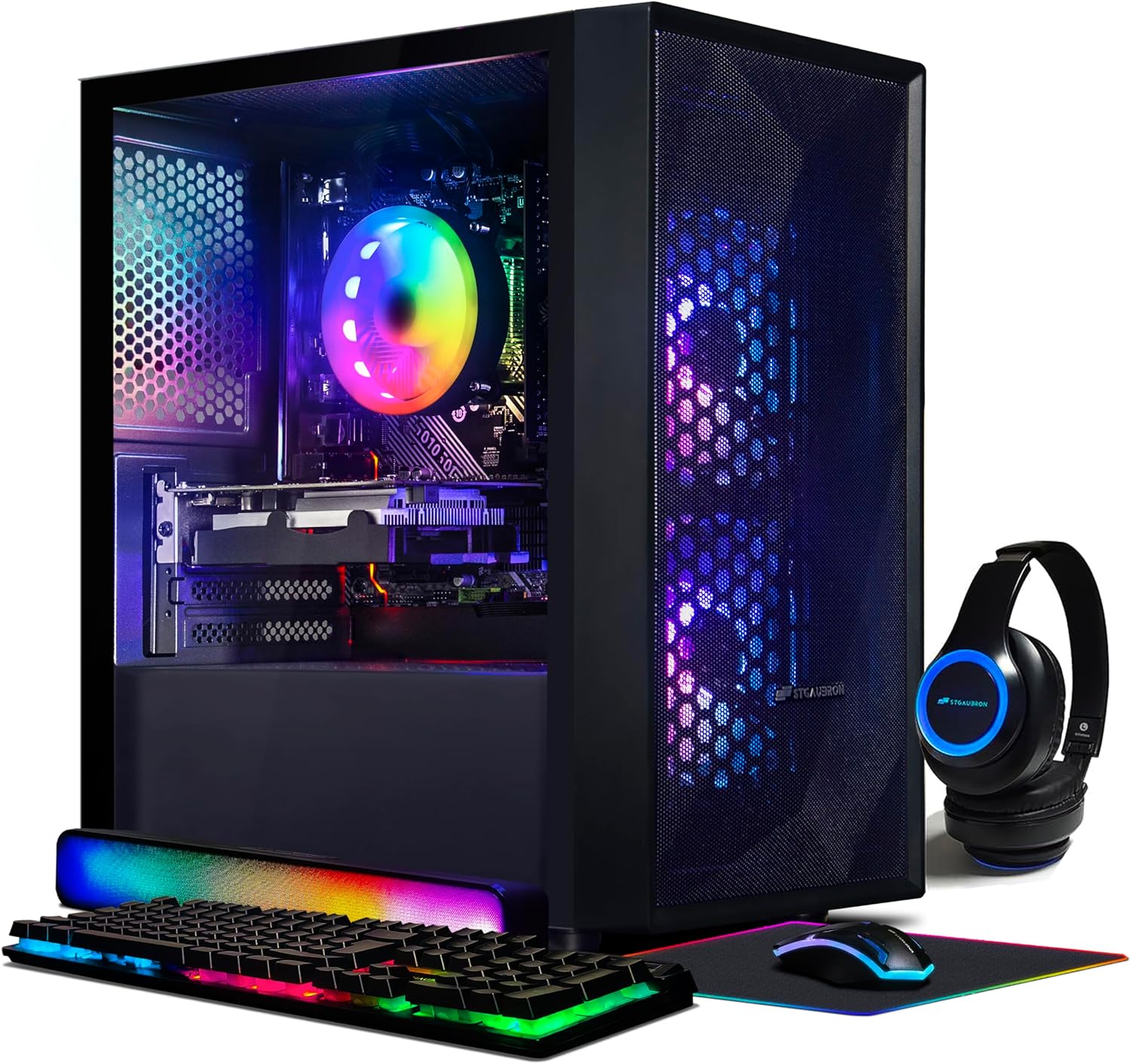 STGAubron Gaming PC Desktop Computer, Intel Core i5 up to 3.7GHz, GeForce RTX 2060 6G, 16G RAM, 512G SSD, WiFi, Bluetooth ...