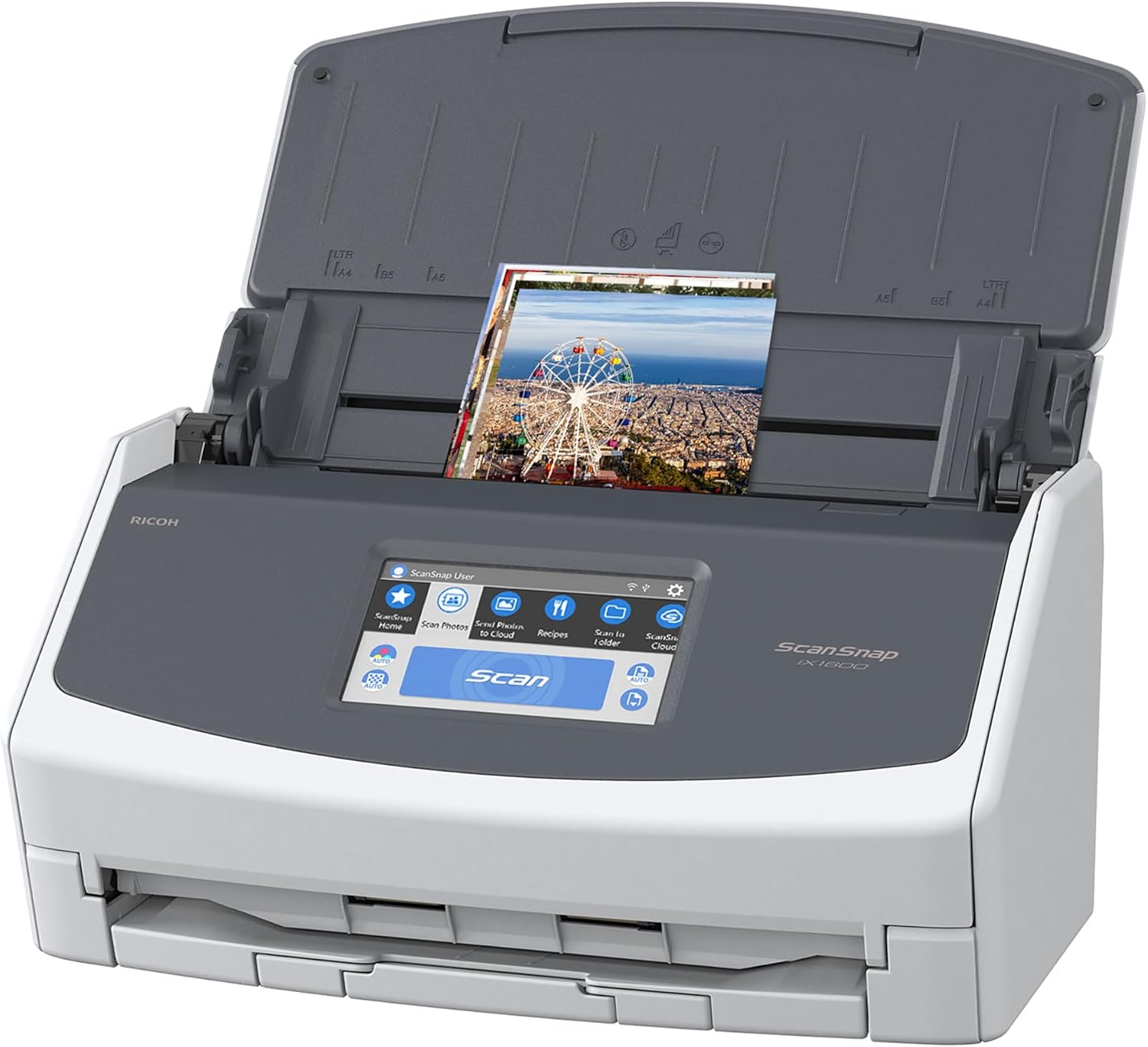 ScanSnap iX1600 Wireless or USB High-Speed Cloud Enabled Document, Photo & Receipt Scanner with Large Touchscreen and Auto...