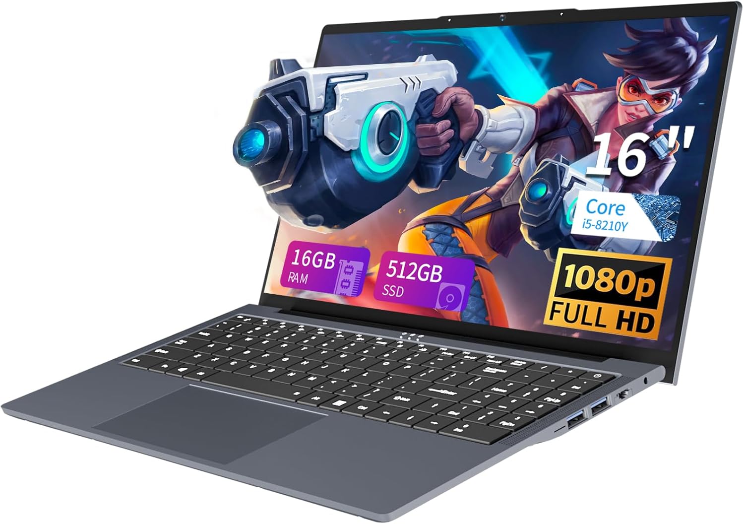 KUMNOSAL 16 Inch Laptop Computer, FHD IPS 1200p Screen, Gaming Laptop i5 (Up to 3.6GHz) for 16GB LPDDR4 RAM 512GB SSD, 180...