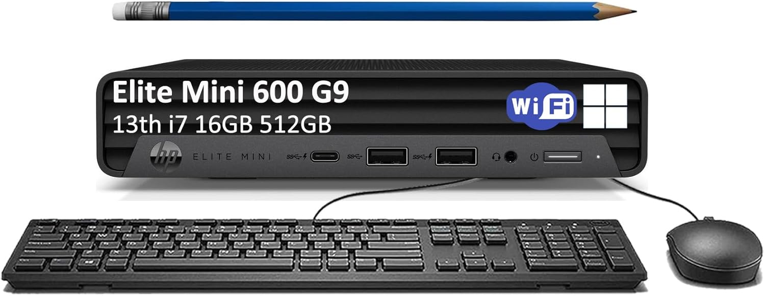 HP Elite 600 G9 Mini PC (Intel 16-Core i7-13700T, 32GB DDR5 RAM, 1TB PCle SSD) MFF Business Desktop Computer, Type-C, IST ...