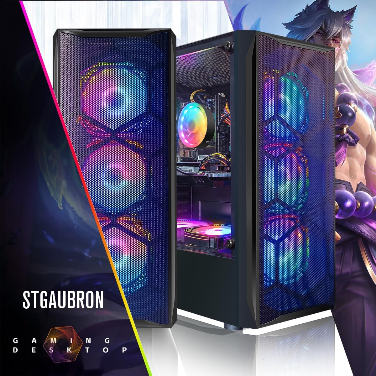 STGAubron Gaming PC Desktop Computer, Intel Core I7 up to 3.9 GHz, Radeon RX 580 8G, 16G RAM, 512G SSD, WiFi, Bluetooth 5....