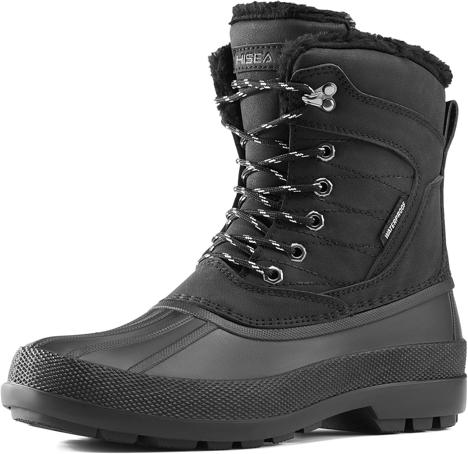 HISEA Men's Insulated Winter Snow Boots Waterproof, Warm Fur Lined Duck Boots for Rain Ski Cold Weather