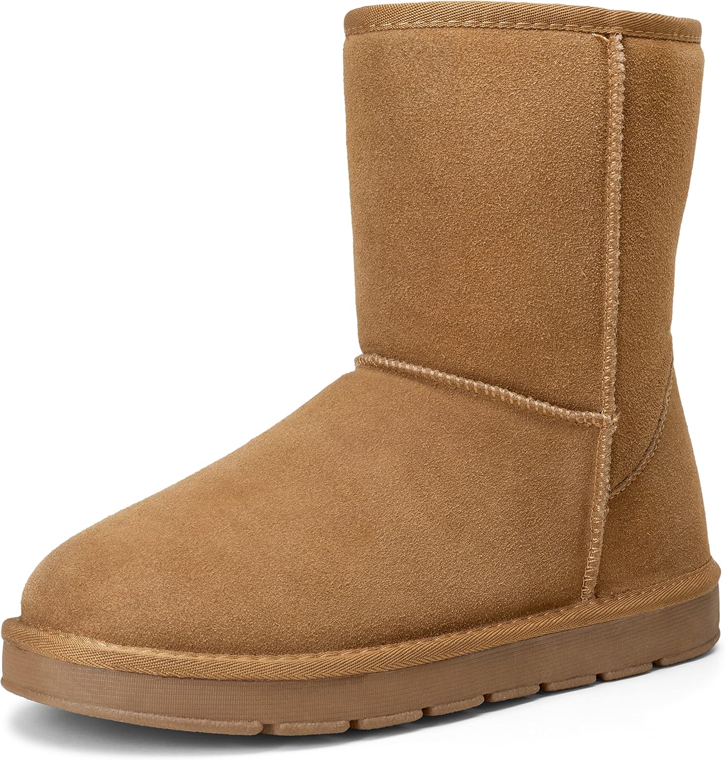 Jousen Men's Winter Boots Suede Snow Boot Leather Mid-calf Shoes Fur Lining