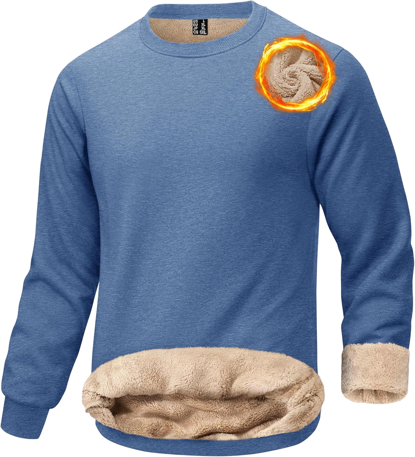 Sponsored Ad - KEFITEVD Men's Sherpa Lined Sweatshirt Thermal Fleece Pullover Sweater Warm Crewneck Heavyweight Winter Shirt