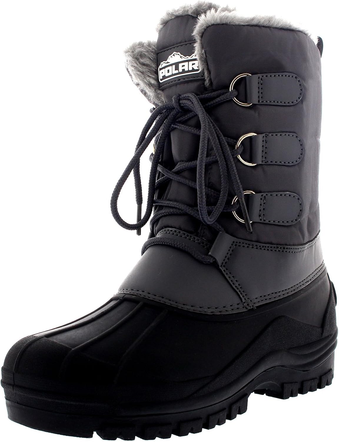 POLAR Mens Muck Lace Up Short Nylon Winter Snow Rain Lace Up Casual Duck Boots