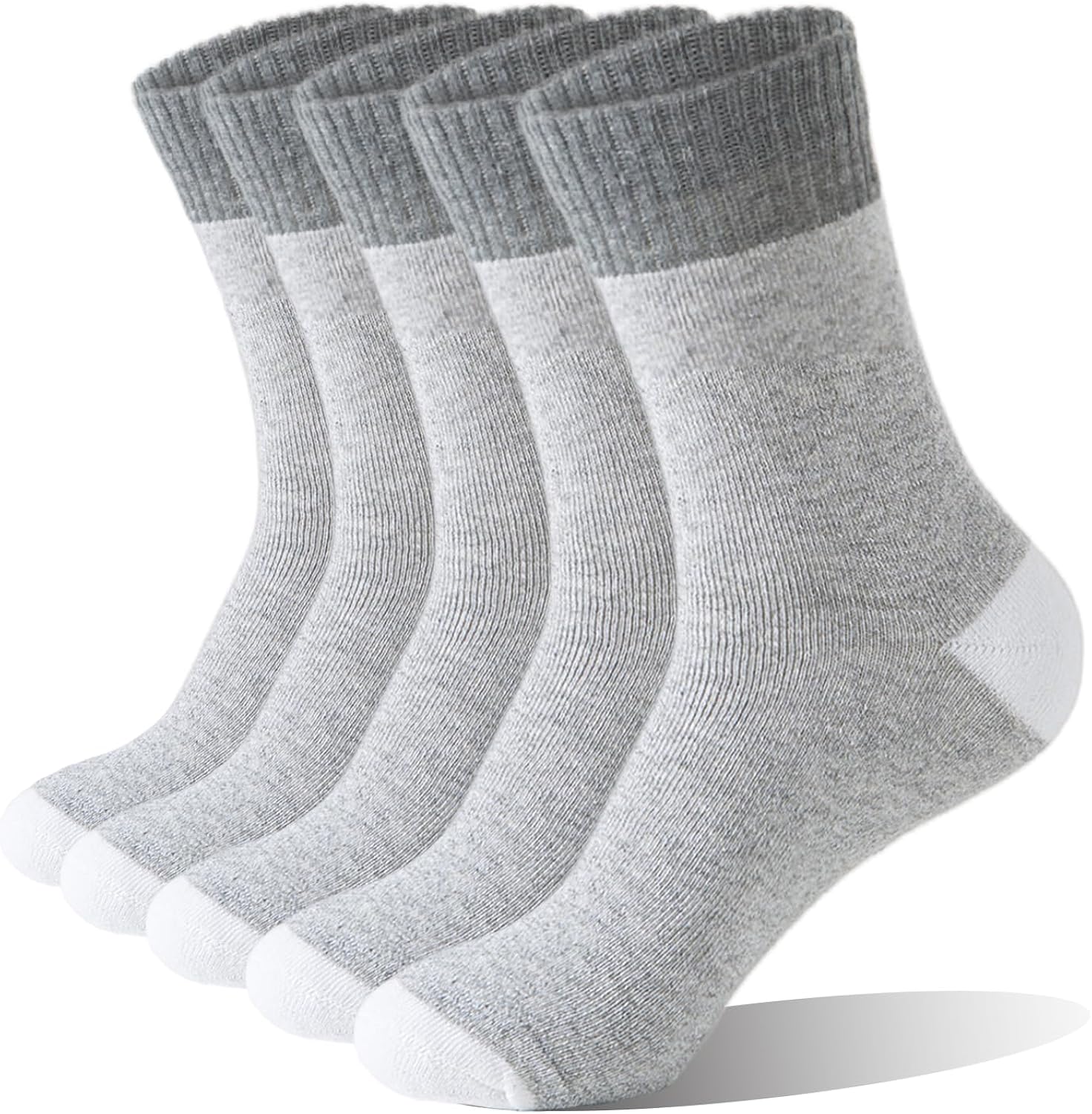 MOSOTECH 5 Pairs Wool Socks Mens - Warm & Thick Winter Socks with Thermal Cushion for Hiking & Cold Weather, Size 7-12