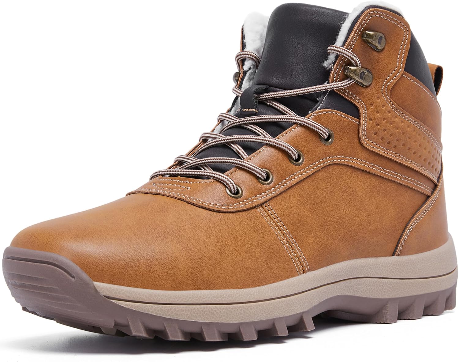 YINGCSM Men's Snow Boots Warm Fur Lined Winter Shoes Non-Slip Water-Resistant Outdoor Insulated Shoe