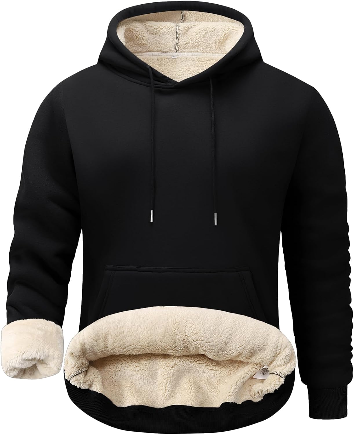 Flygo Men's Casual Fleece Sherpa Lined Hoodie Winter Warm Pullover Hooded Sweatshirt