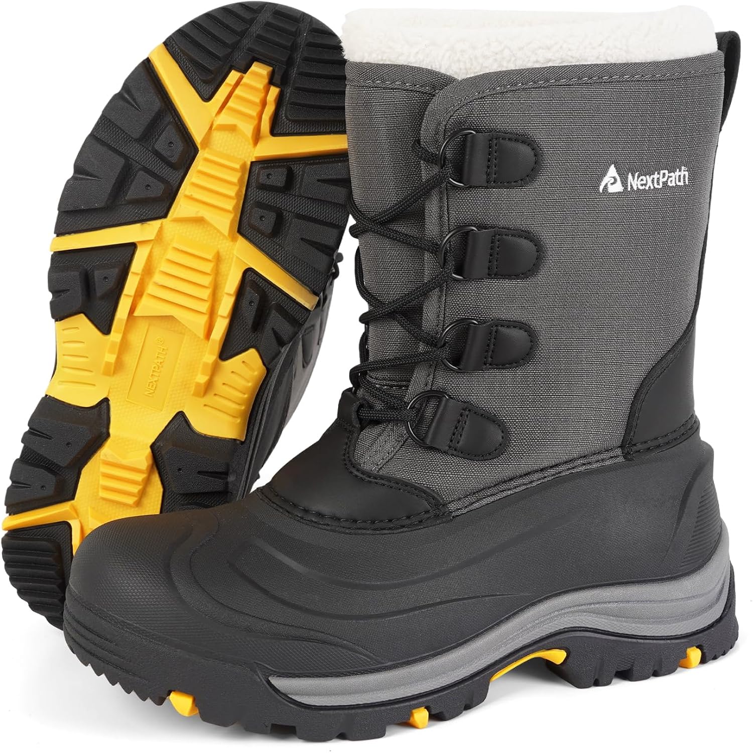 Nextpath Snow Boots For Men 10 inch Mens Winter Boots Waterproof Insulated with Removable Liner Black Winter Work Boots Fo...