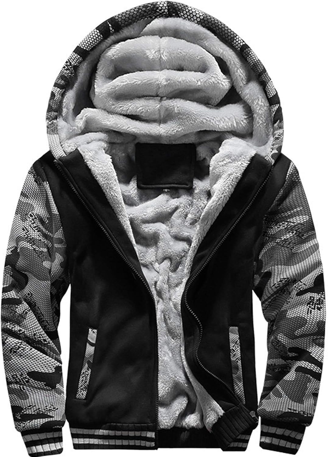 MACHLAB Men's Pullover Winter Workout Fleece Hoodie Jackets Full Zip Wool Warm Thick Coats