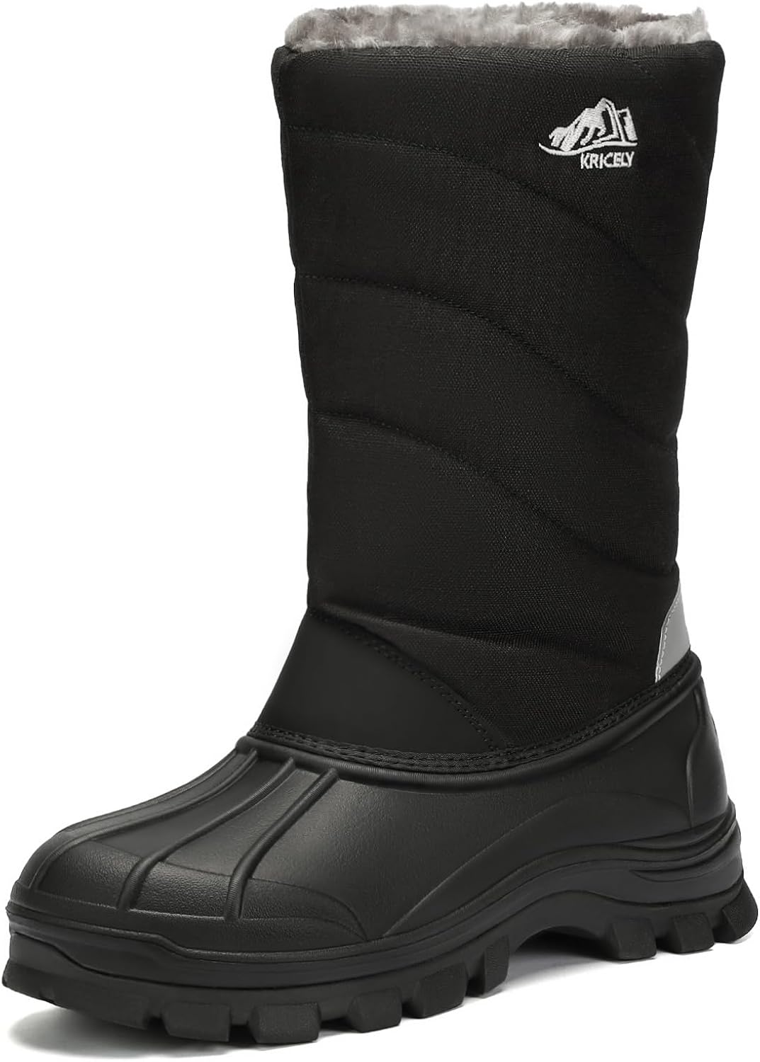 Kricely Men's Snow Boots Waterproof Non-Slip Outdoor Hiking Athletic Warm Fur Boot Comfortable Causual Cold-Weather Boots