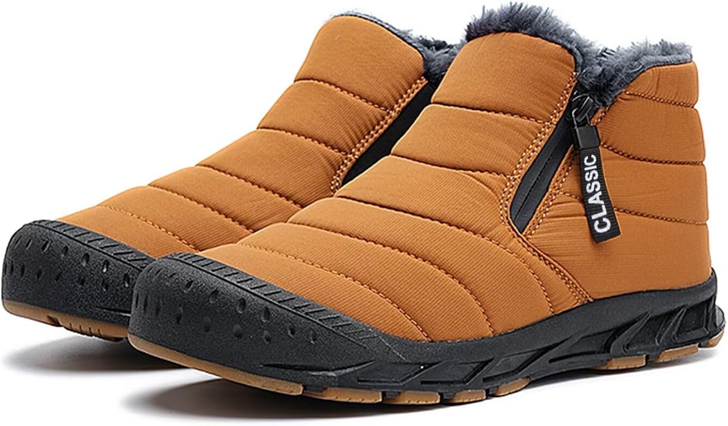 LIOERDIWE Men's Snow Boots Waterproof Winter Boots Fur Lined Warm Comfortable Slip on Outdoor Men Snow Shoes Zipper Ankle ...