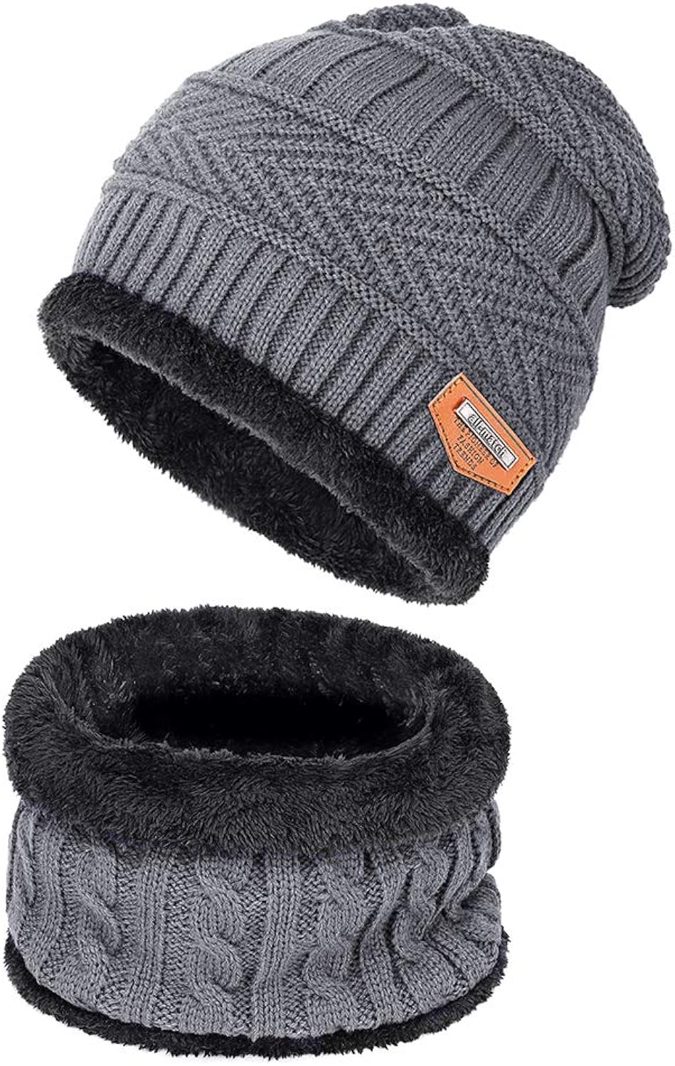 Warm Winter Beanie Hat & Scarf Set Stylish Knit Skull Cap for Men Women