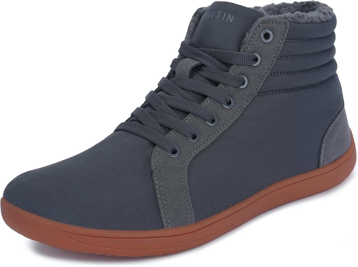 WHITIN Men's Wide Winter Barefoot Shoes | Hi-top Minimalist Sneakers | Zero Drop Sole | Optimal Warmth & Protection